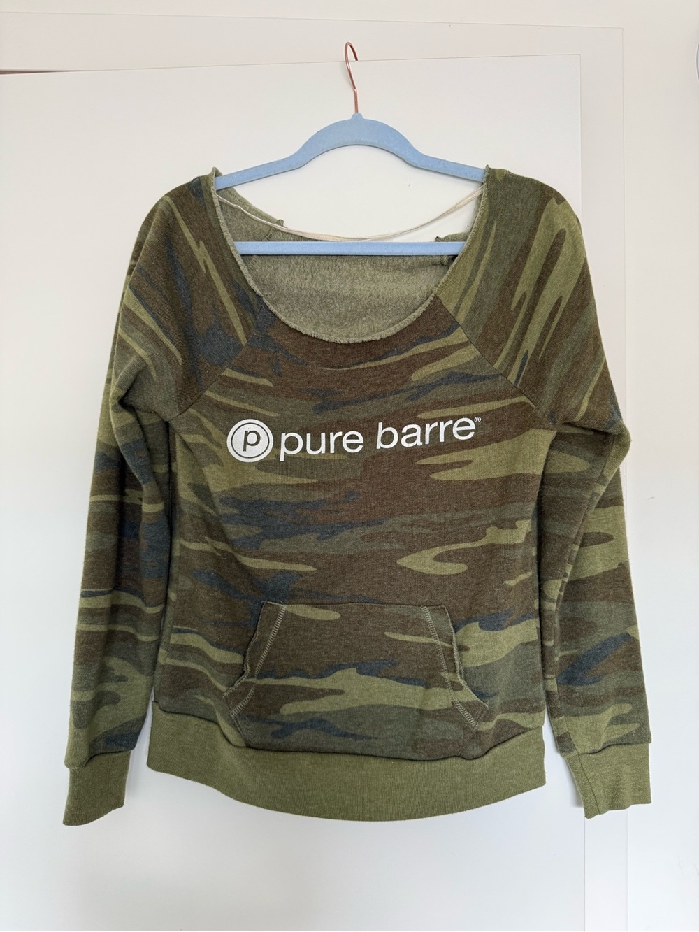Pure Barre Olive Green Cameo Scoop Neck Pullover